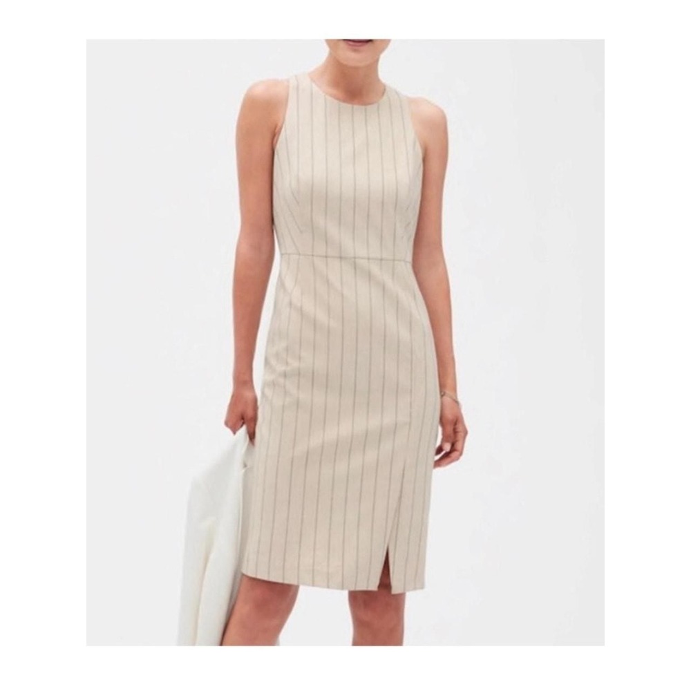 NWT Banana Republic Pinstripe Knee Length Sheath Dress (MSRP: $99) Size 10p